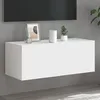 Image de vidaXL Meuble TV mural avec lumiÃ¨res LED blanc 80x35x31 cm
