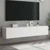 Image de vidaXL Meubles TV muraux avec lumiÃ¨res LED 2 pcs blanc 80x35x31 cm