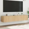 Image de Vidaxl Meubles Tv Muraux LumiÃ¨res Led 2 Pcs ChÃªne Sonoma 80x35x31 Cm