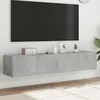 Image de vidaXL Meubles TV muraux et lumiÃ¨res LED 2pcs gris bÃ©ton 80x35x31 cm