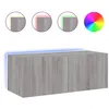 Image de vidaXL Meuble TV mural avec lumiÃ¨res LED sonoma gris 80x35x31 cm
