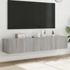 Image de vidaXL Meubles TV muraux et lumiÃ¨res LED 2pcs sonoma gris 80x35x31 cm