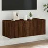 Image de vidaXL Meuble TV mural avec lumiÃ¨res LED chÃªne marron 80x35x31 cm