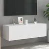 Image de vidaXL Meuble TV mural avec lumiÃ¨res LED blanc 100x35x31 cm