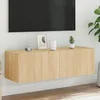 Image de Vidaxl Meuble Tv Mural Avec LumiÃ¨res Led ChÃªne Sonoma 100x35x31 Cm