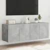 Image de vidaXL Meubles TV muraux et lumiÃ¨res LED 2pcs gris bÃ©ton 60x35x41 cm