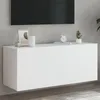 Image de vidaXL Meuble TV mural avec lumiÃ¨res LED blanc 100x35x41 cm