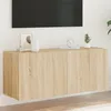 Image de Vidaxl Meuble Tv Mural Avec LumiÃ¨res Led ChÃªne Sonoma 100x35x41 Cm