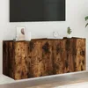 Image de Vidaxl Meuble Tv Mural Avec LumiÃ¨res Led ChÃªne FumÃ© 100x35x41 Cm