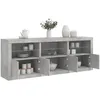 Image de vidaXL Buffet avec lumiÃ¨res LED gris bÃ©ton 181,5x37x67 cm