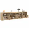 Image de Vidaxl Buffet Avec LumiÃ¨res Led ChÃªne Sonoma 283x37x67 Cm
