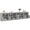 Image de vidaXL Buffet avec lumiÃ¨res LED gris bÃ©ton 283x37x67 cm