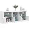 Image de vidaXL Buffet avec lumiÃ¨res LED blanc 181,5x37x67 cm