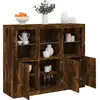 Image de vidaXL Buffets avec lumiÃ¨res LED 3 pcs chÃªne fumÃ© bois d'ingÃ©nierie