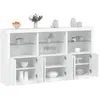 Image de vidaXL Buffet avec lumiÃ¨res LED blanc 181,5x37x100 cm