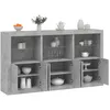 Image de vidaXL Buffet avec lumiÃ¨res LED gris bÃ©ton 181,5x37x100 cm