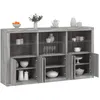Image de vidaXL Buffet avec lumiÃ¨res LED sonoma gris 181,5x37x100 cm