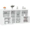 Image de vidaXL Buffet avec lumiÃ¨res LED blanc 202x37x100 cm