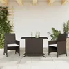 Image de Vidaxl Ensemble De Bistro 3 Pcs Avec Coussins Marron RÃ©sine TressÃ©e