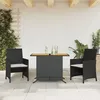 Image de Vidaxl Ensemble De Bistro 3 Pcs Avec Coussins Noir RÃ©sine TressÃ©e