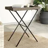 Image de Vidaxl Table Ã Plateau Pliable Gris 65x40x75 Cm RÃ©sine TressÃ©e