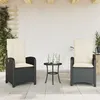 Image de Vidaxl Chaises Inclinables De Jardin Lot De 2 Et Coussins Noir Rotin
