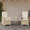 Image de Vidaxl Chaises Inclinables De Jardin Lot De 2 Et Coussins Beige Rotin