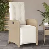 Image de Vidaxl Chaise Inclinable De Jardin Et Repose-Pied Beige RÃ©sine TressÃ©e