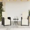 Image de Vidaxl Chaises Inclinables De Jardin Lot De 2 Repose-Pied Noir Rotin