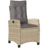 Image de Vidaxl Chaise Inclinable De Jardin Coussins MÃ©lange Beige Poly Rotin