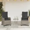 Image de Vidaxl Chaises Inclinables De Jardin Lot De 2 Et Coussins Gris Rotin