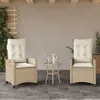 Image de Vidaxl Chaises Inclinables De Jardin Lot De 2 Et Coussins Beige Rotin
