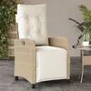 Image de Vidaxl Chaise Inclinable De Jardin Et Repose-Pied Beige RÃ©sine TressÃ©e
