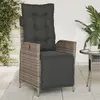Image de Vidaxl Chaise Inclinable De Jardin Et Repose-Pied Gris RÃ©sine TressÃ©e