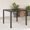 Image de Vidaxl Table De Jardin Dessus En Verre Noir 90x90x75 Cm RÃ©sine TressÃ©e