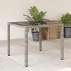 Image de Vidaxl Table De Jardin Dessus En Verre Gris 90x90x75 Cm RÃ©sine TressÃ©e