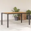 Image de Vidaxl Table De Jardin Et Dessus En Bois D'acacia Noir RÃ©sine TressÃ©e