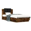 Image de vidaXL Cadre de lit tÃªte de lit et lumiÃ¨res LED chÃªne fumÃ© 90x200 cm