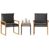 Image de Vidaxl Ensemble De Bistro 3 Pcs Et Coussins Noir RÃ©sine TressÃ©e Acacia