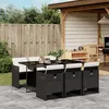 Image de Vidaxl Ensemble Ã Manger De Jardin Coussins 7pcs Noir RÃ©sine TressÃ©e