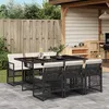 Image de Vidaxl Ensemble Ã Manger De Jardin Coussins 7 Pcs Noir RÃ©sine TressÃ©e
