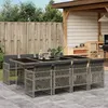 Image de Vidaxl Ensemble Ã Manger De Jardin 9 Pcs Coussins Gris RÃ©sine TressÃ©e