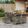 Image de Vidaxl Ensemble Ã Manger De Jardin 9 Pcs Coussins Gris RÃ©sine TressÃ©e