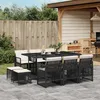 Image de Vidaxl Ensemble Ã Manger De Jardin 11 Pcs Coussins Noir RÃ©sine TressÃ©e