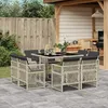 Image de Vidaxl Ensemble Ã Manger De Jardin Et Coussins 9 Pcs Gris Clair Rotin