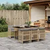 Image de Vidaxl Ensemble Ã Manger De Jardin Coussins 7 Pcs MÃ©lange Beige Rotin