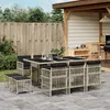 Image de Vidaxl Ensemble Ã Manger De Jardin 11pcs Avec Coussins Gris Poly Rotin