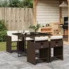 Image de Vidaxl Ensemble Ã Manger De Jardin 5 Pcs Et Coussins Marron Poly Rotin