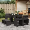 Image de Vidaxl Ensemble Ã Manger De Jardin 9pcs Coussins Noir RÃ©sine TressÃ©e