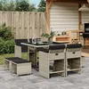 Image de Vidaxl Ensemble Ã Manger De Jardin Et Coussins 9 Pcs Gris Clair Rotin